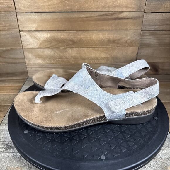 Dansko Sandals Women 7.5 Reece Linen Milled Shoes Multicolor Leather Toe Loop 38 - Picture 3 of 10